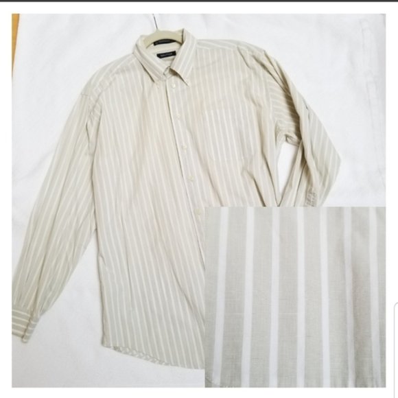 NAUTICA green white striped long sleeve shirt Neck 16.5 - Picture 6 of 7